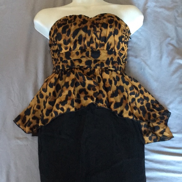 Enlin Dresses & Skirts - 🎁GIFTED🎁 ENLIN Leopard Black Strapless Dress